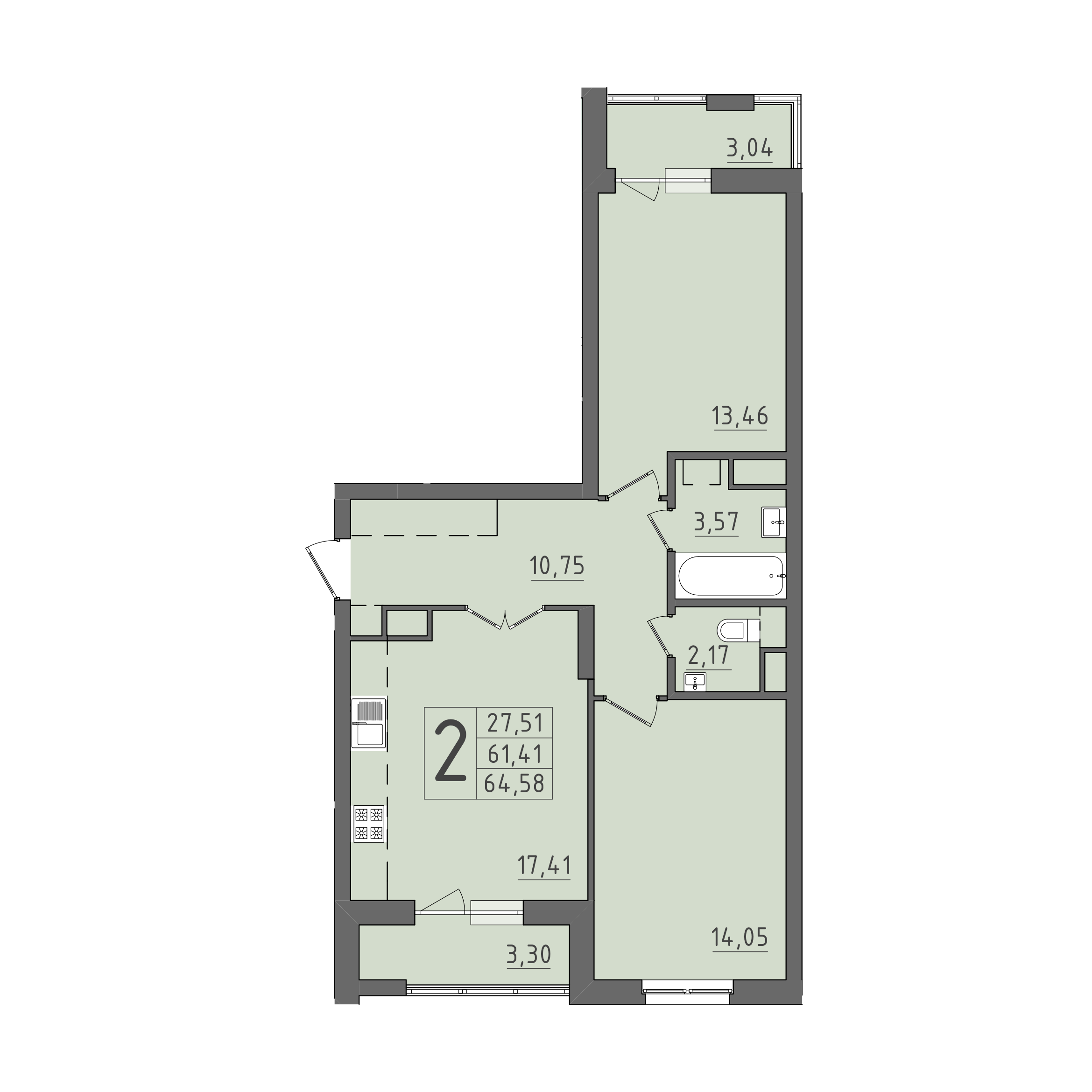 ЖК На Кирова, ГП, кв. 128
