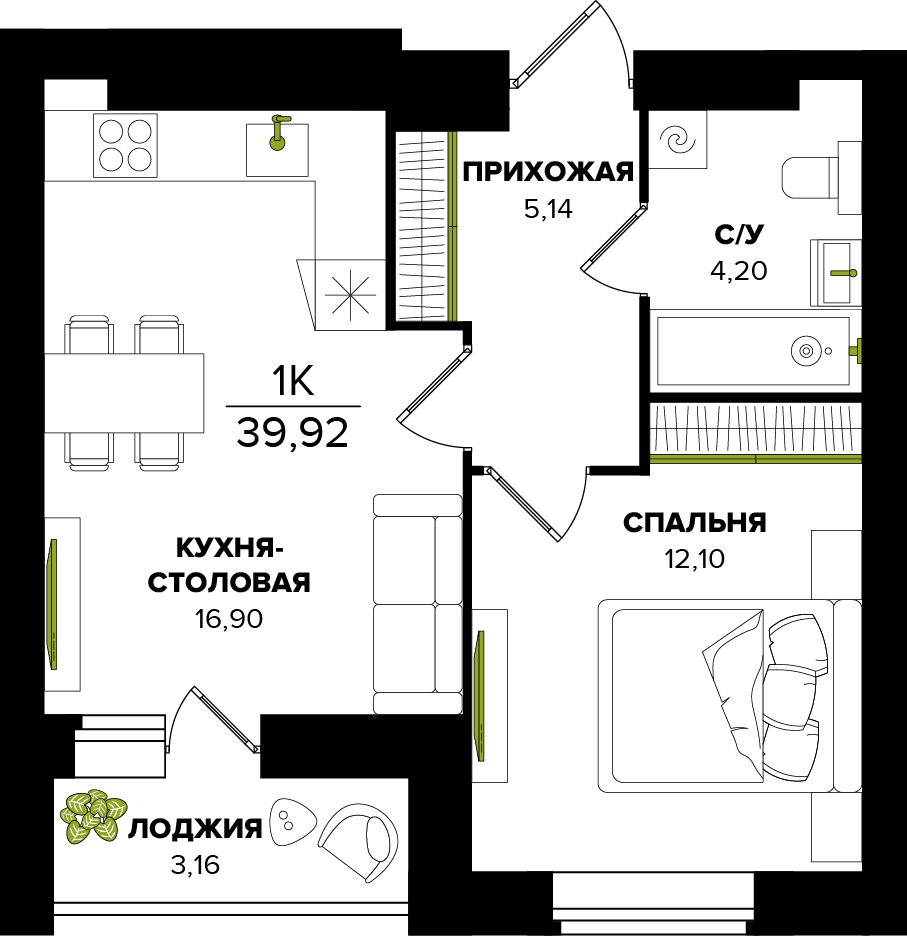 ЖК Семейный, Дом 1, кв. 43