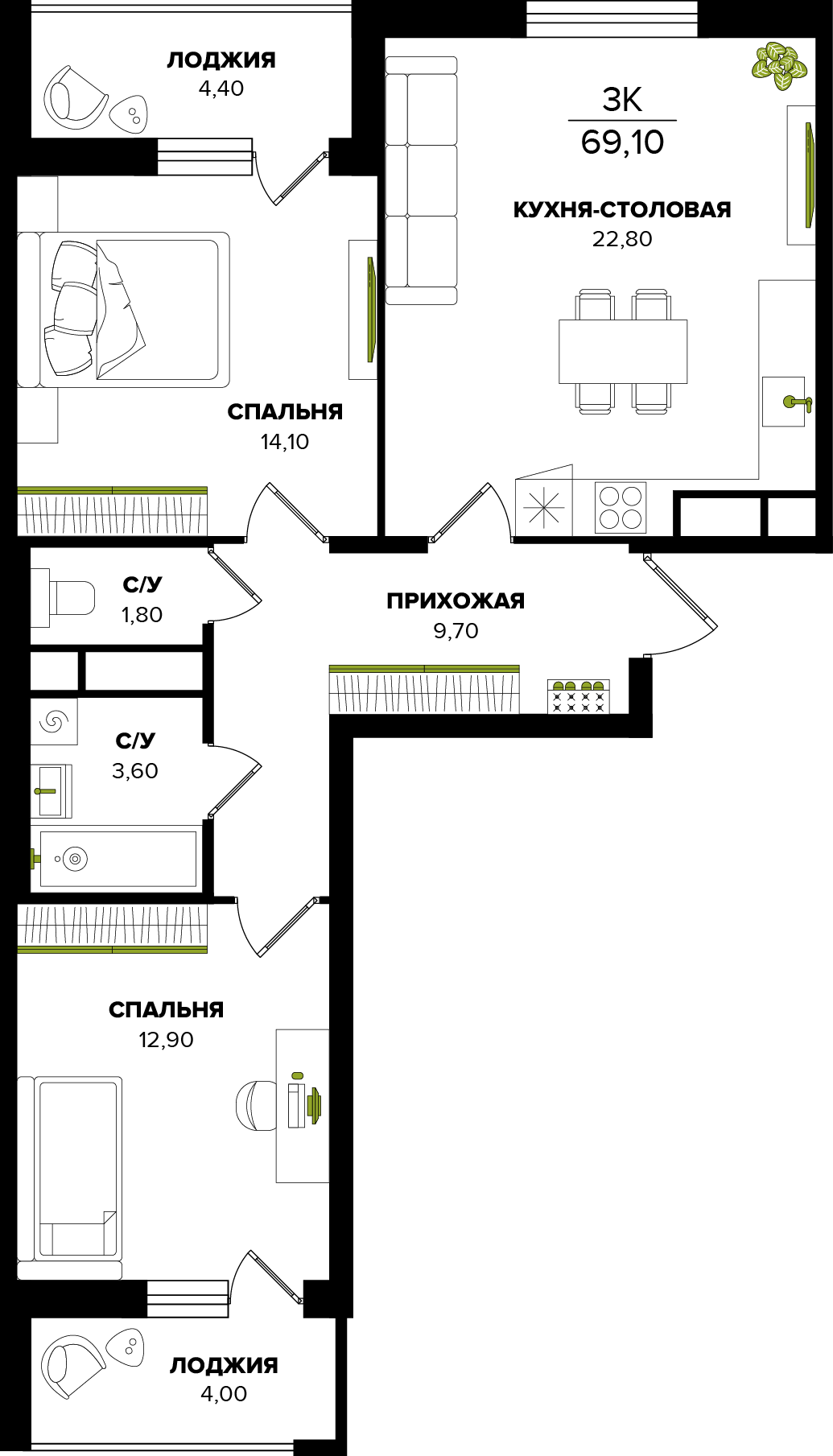 ЖК Розмарин, ГП, кв. 187