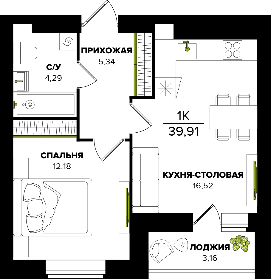 ЖК Семейный, Дом 1, кв. 3