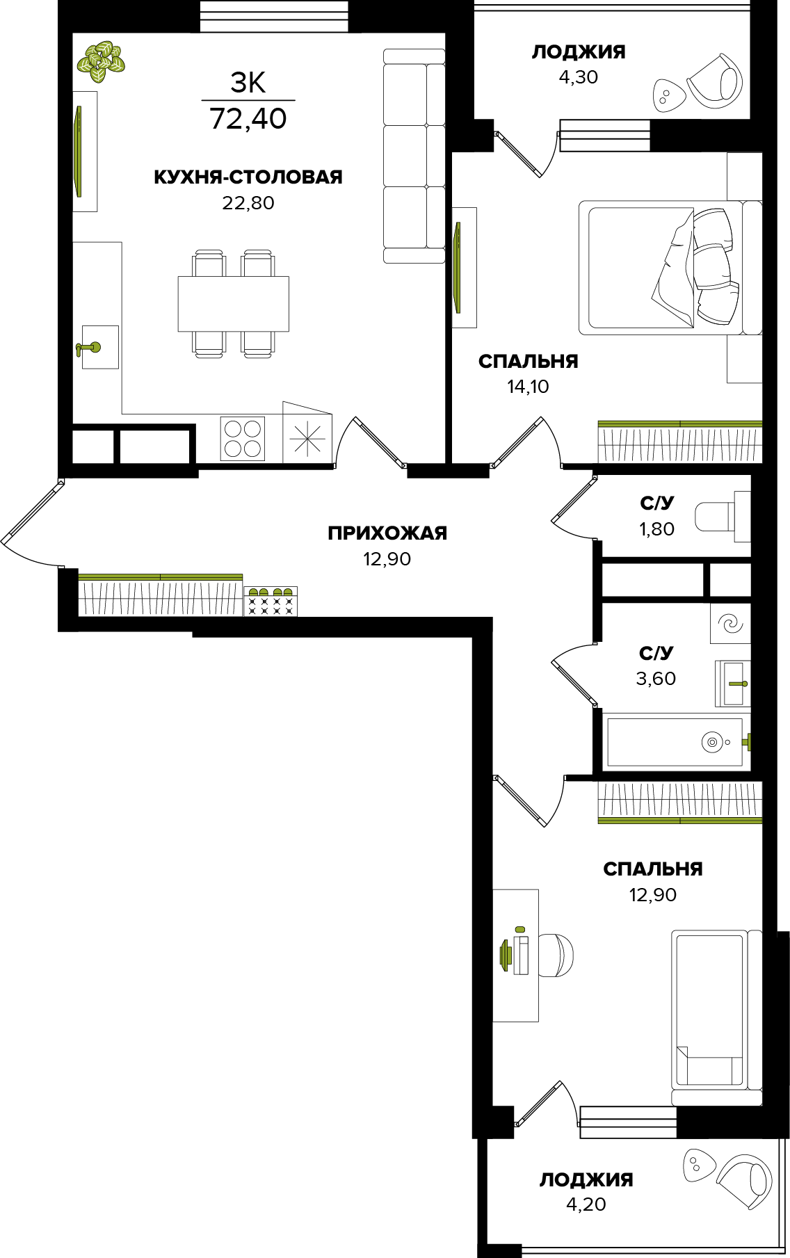 ЖК Розмарин, ГП, кв. 183